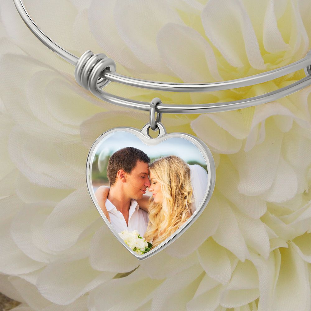 Personalized heart photo bracelet