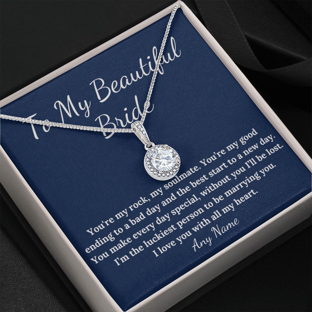 Personalized bride necklace on wedding day gift