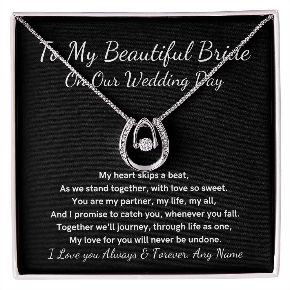 Personalized Groom to Bride Gift Wedding Day Lucy in love necklace
