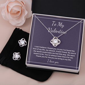 To My Valentine Love Knot jewelry set Valentines day gift for wife
