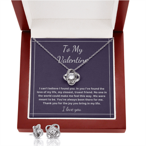 To My Valentine Love Knot jewelry set Valentines day gift for wife