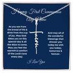 Personalized Faith Cross Necklace for granddaughter first communion gift
