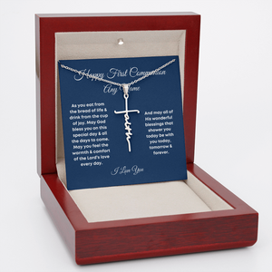 Personalized Faith Cross Necklace for granddaughter first communion gift
