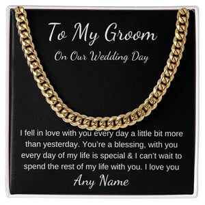 Cuban link chain Personalized gift for groom from bride