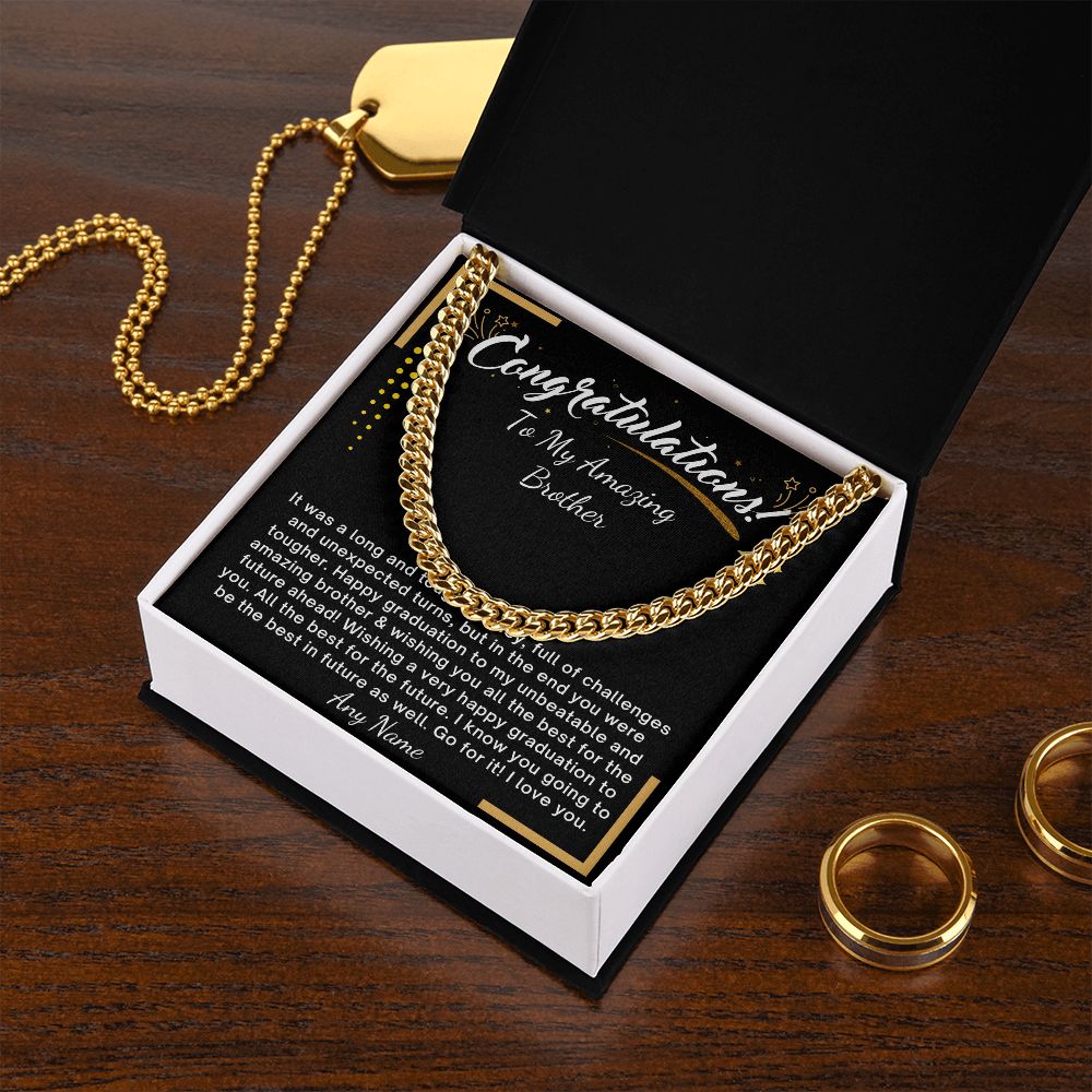Personalized Graduation Cuban Link Chain for Brother