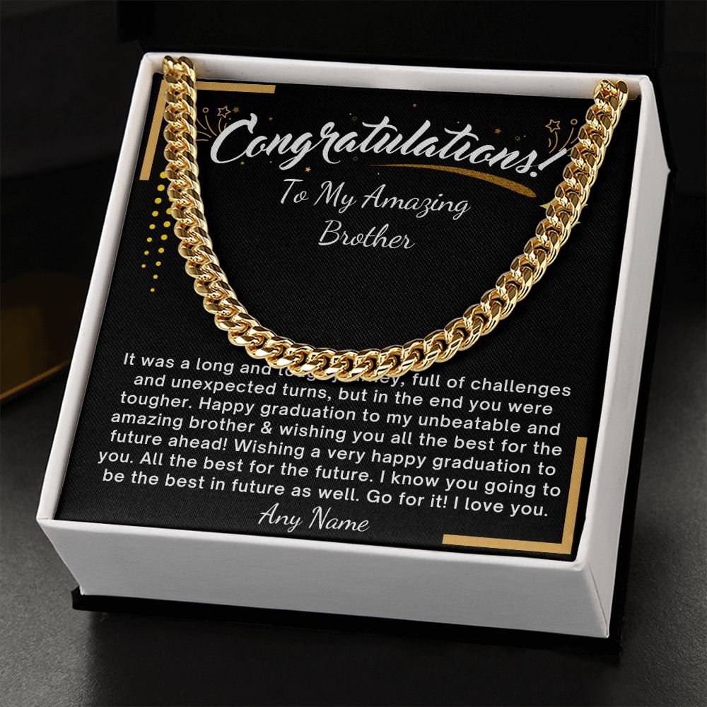Personalized Graduation Cuban Link Chain for Brother