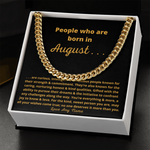 Personalized Cuban Link chain August birthday necklace for boyfriend husband