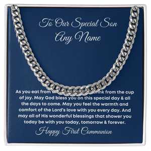 Personalized first communion gift for son Cuban Link Chain