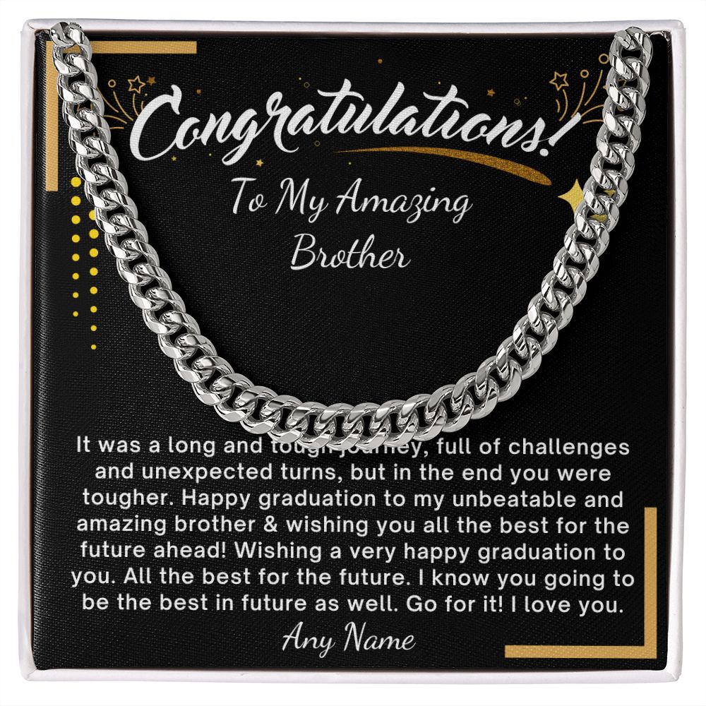 Personalized Graduation Cuban Link Chain for Brother