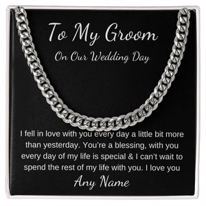 Cuban link chain Personalized gift for groom from bride