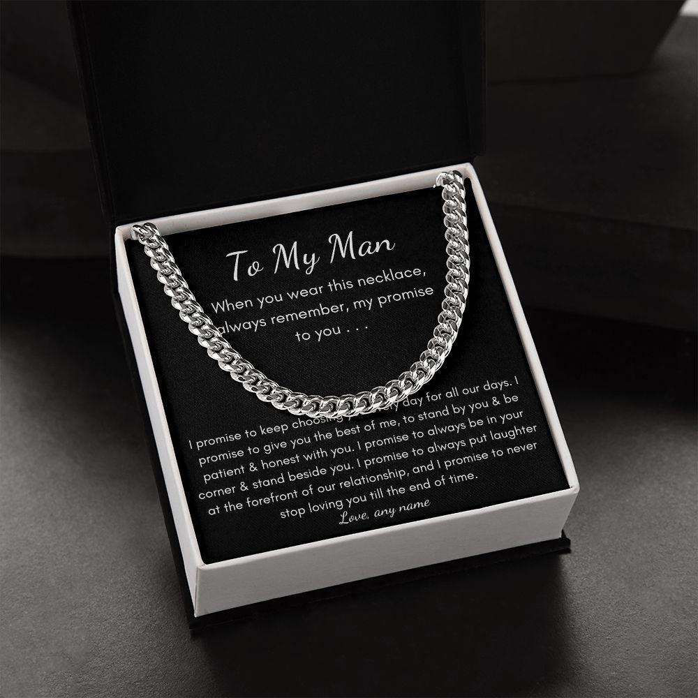 Cuban Link Chain Promise necklace for boyfriend husband