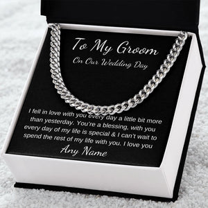 Cuban link chain Personalized gift for groom from bride