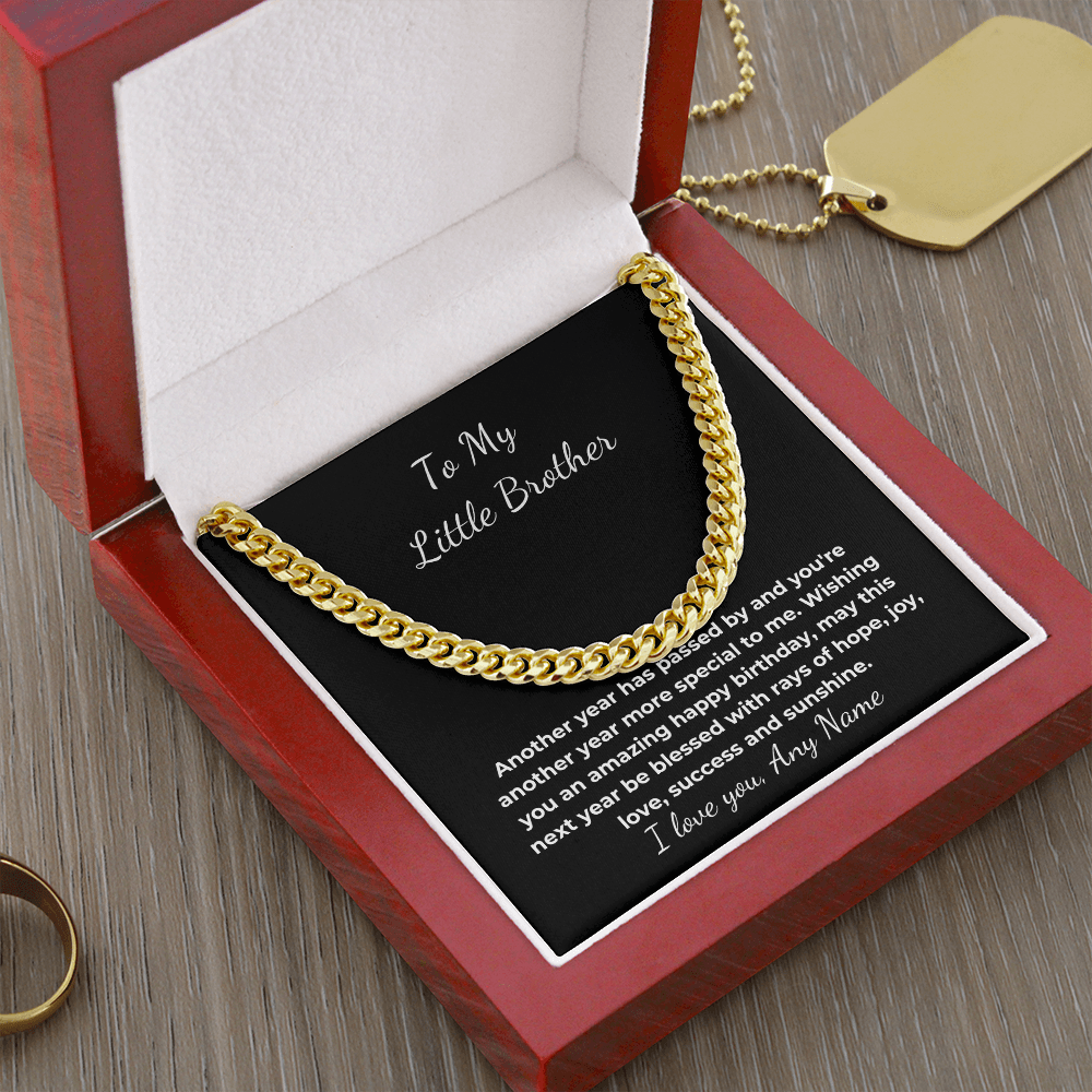 Personalized little brother birthday Cuban link chain gift