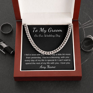 Cuban link chain Personalized gift for groom from bride