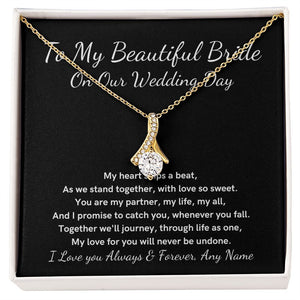 Personalized Groom to Bride wedding day Alluring Beauty necklace gift