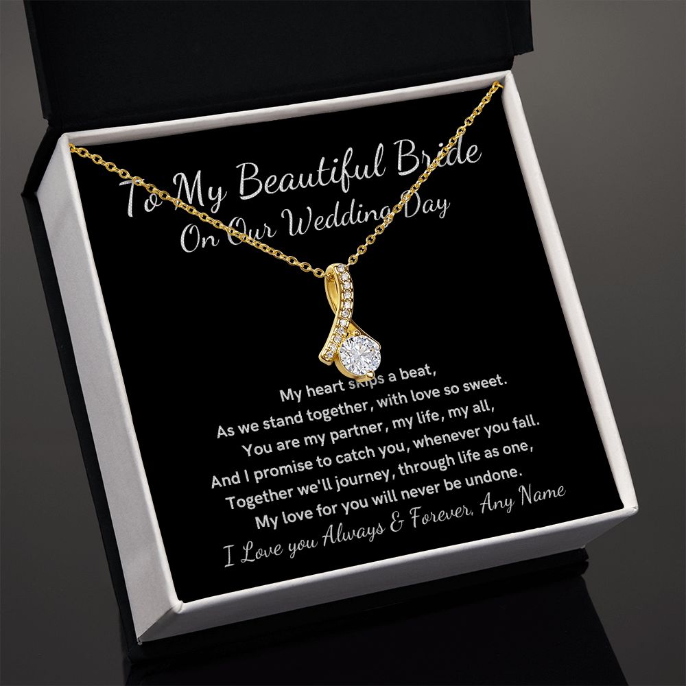 Personalized Groom to Bride wedding day Alluring Beauty necklace gift
