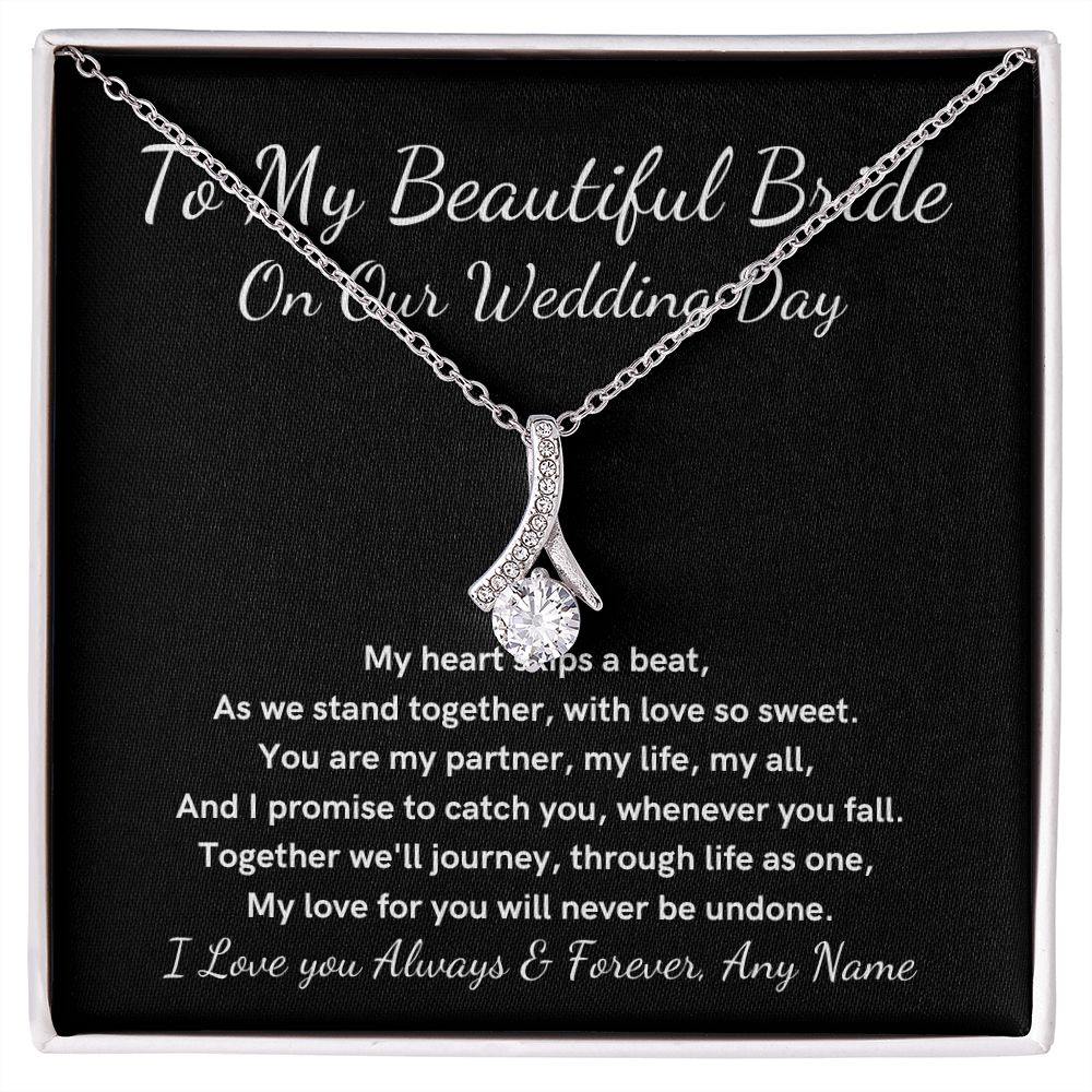 Personalized Groom to Bride wedding day Alluring Beauty necklace gift
