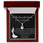 Alluring Beauty Personalized Groom to Bride Gift Wedding Day Morning keepsake necklace gift
