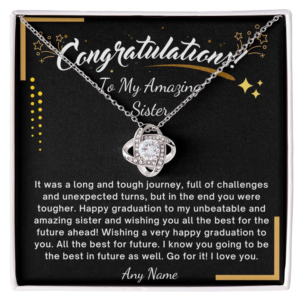 Personalized sister Love knot necklace