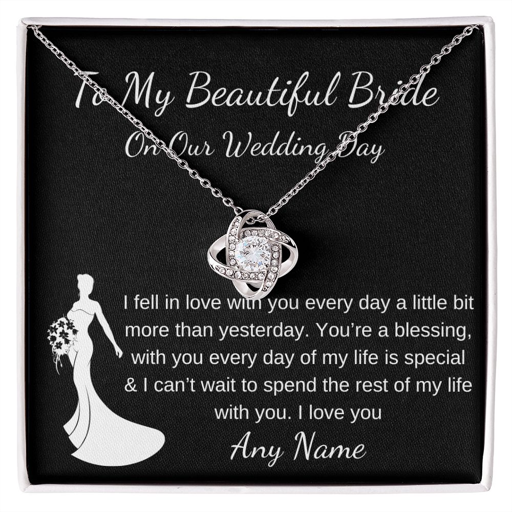 Personalized Groom to Bride Gift Wedding Day Morning keepsake necklace gift