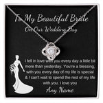 Personalized Groom to Bride Gift Wedding Day Morning keepsake necklace gift