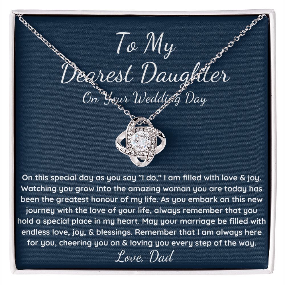 Dad to daughter on wedding day Love Knot Necklace