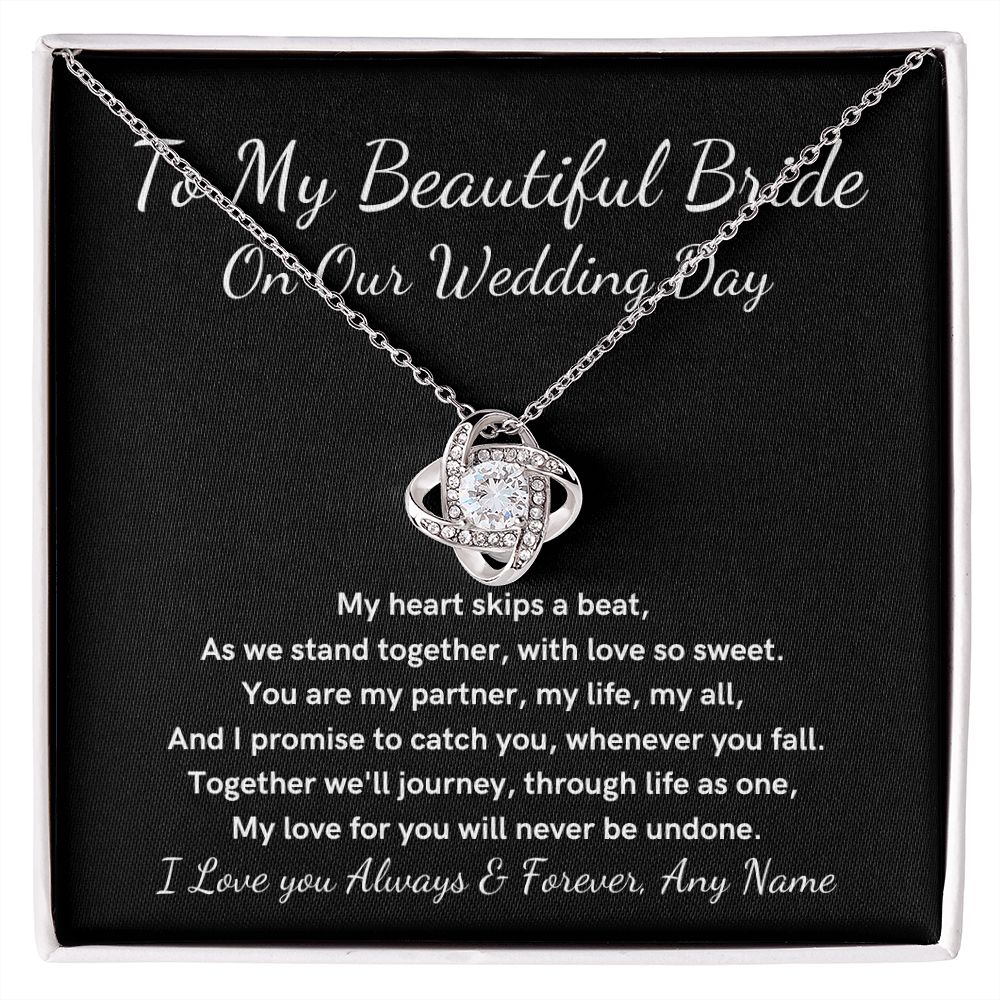 Personalized Groom to Bride Gift Wedding Day Love knot necklace