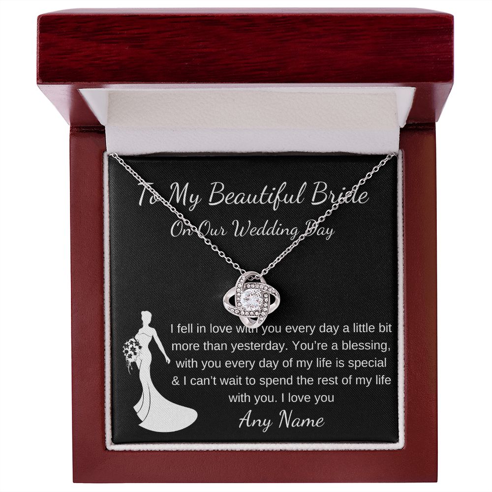 Personalized Groom to Bride Gift Wedding Day Morning keepsake necklace gift