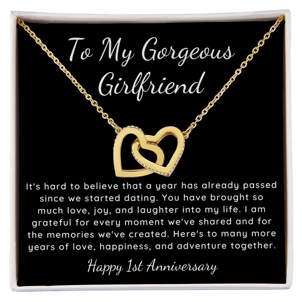 1 year dating anniversary interlocking heart necklace