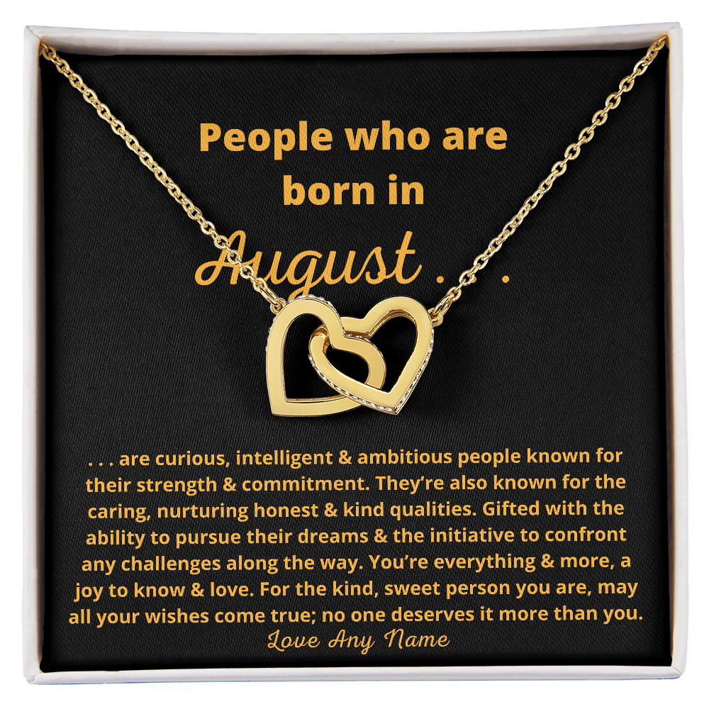 Personalized August birthday heart necklace 21st 30th birthday wife girlfriend