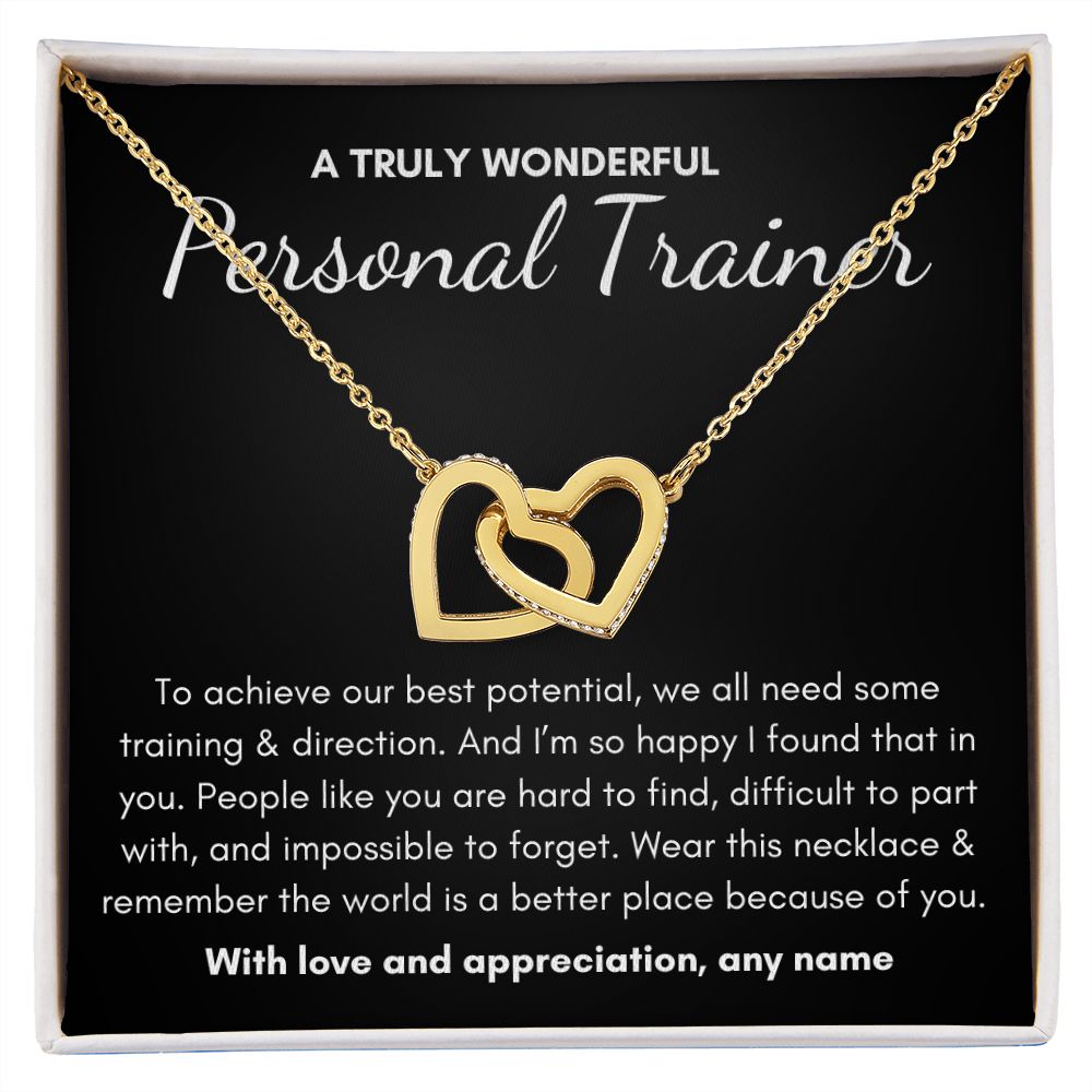 Personalized Personal Trainer appreciation heart necklace gift