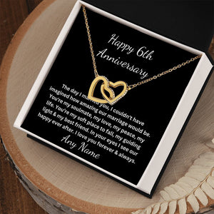 Personalized 6th year wedding heart necklace