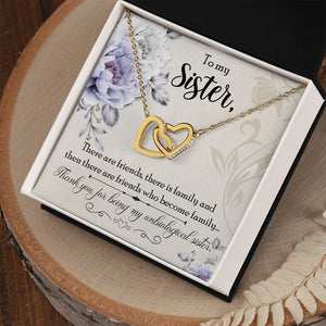 To My Sister unbiological sister bff heart necklace