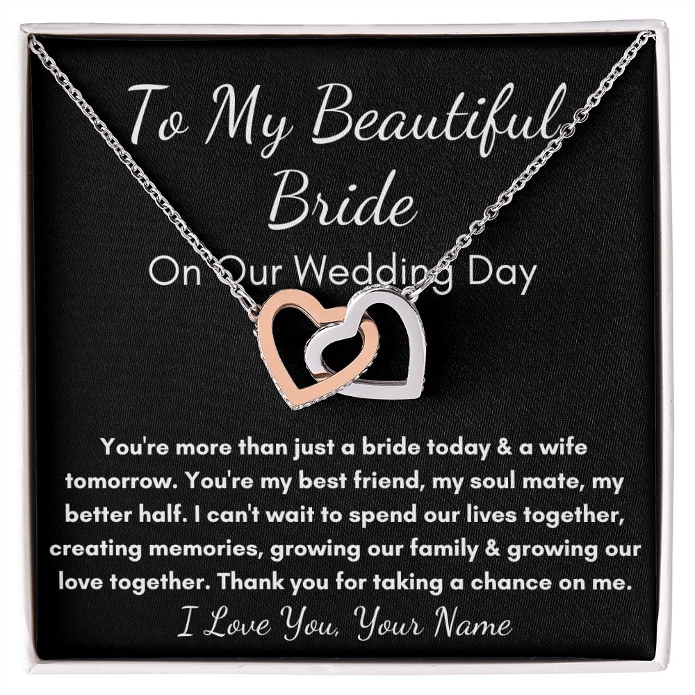 Personalized Bride wedding heart necklace
