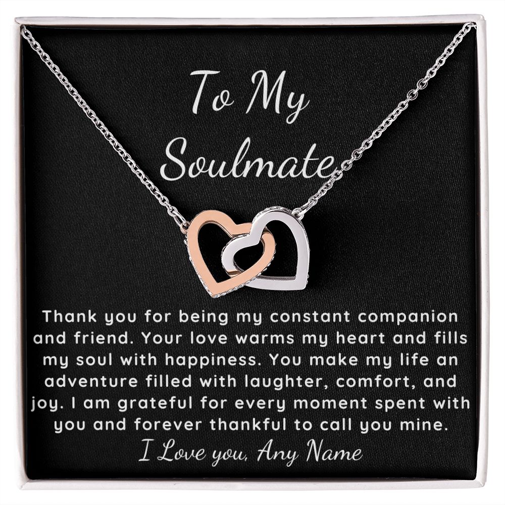 Interlocking Hearts to my soulmate necklace jewelry gift for wife or girlfriend