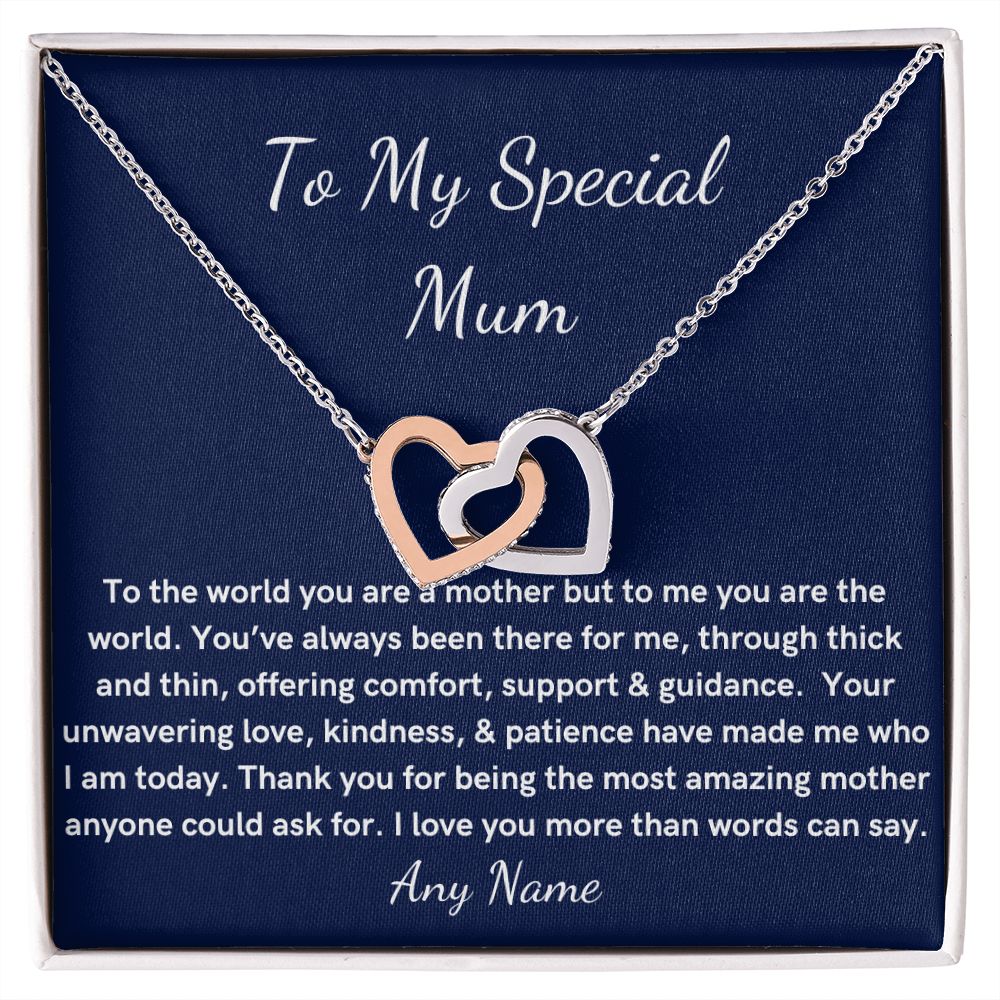 Personalised interlocking heart necklace for mum birthday gift