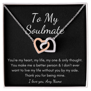 Personalized Soulmate interlocking heart necklace for girlfriend and wife gift