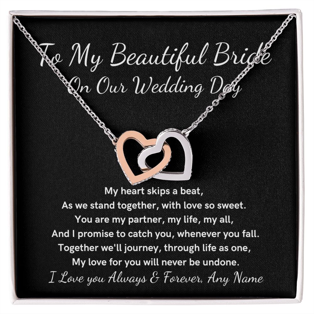 Personalized Groom to Bride Gift Wedding Day heart necklace