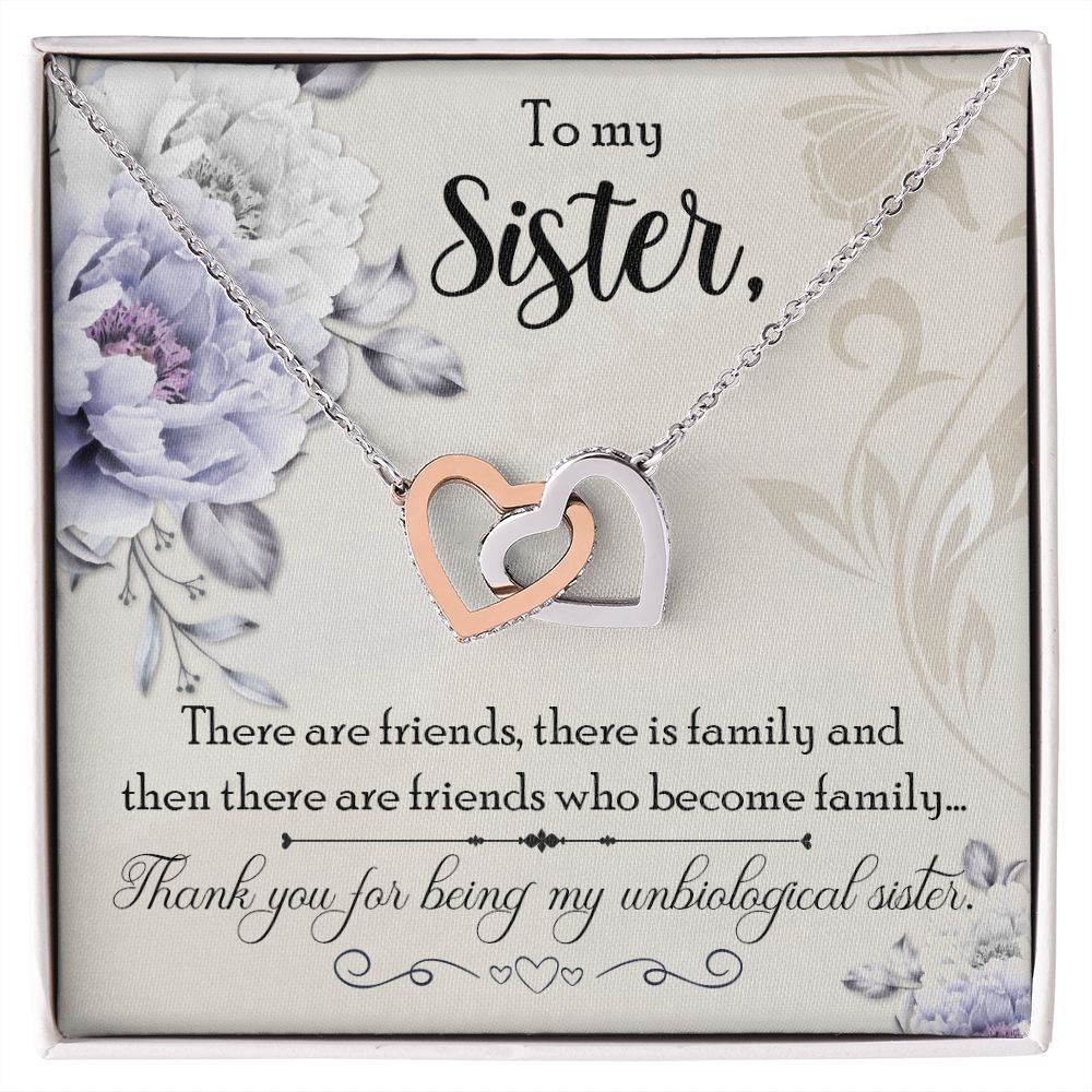 To My Sister unbiological sister bff heart necklace