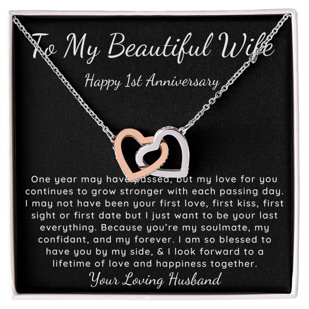1st Year wedding anniversary necklace gift for wife
