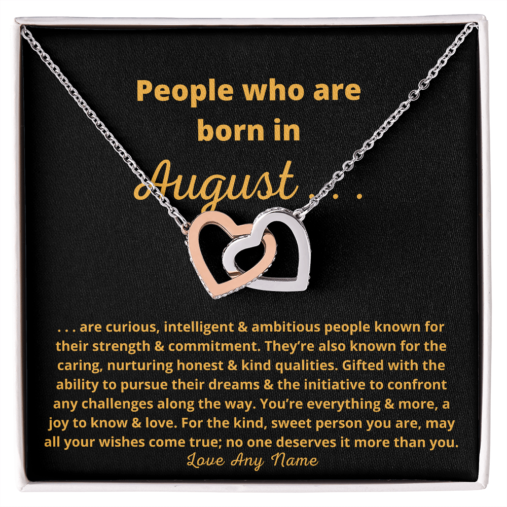 Personalized August birthday heart necklace 21st 30th birthday wife girlfriend