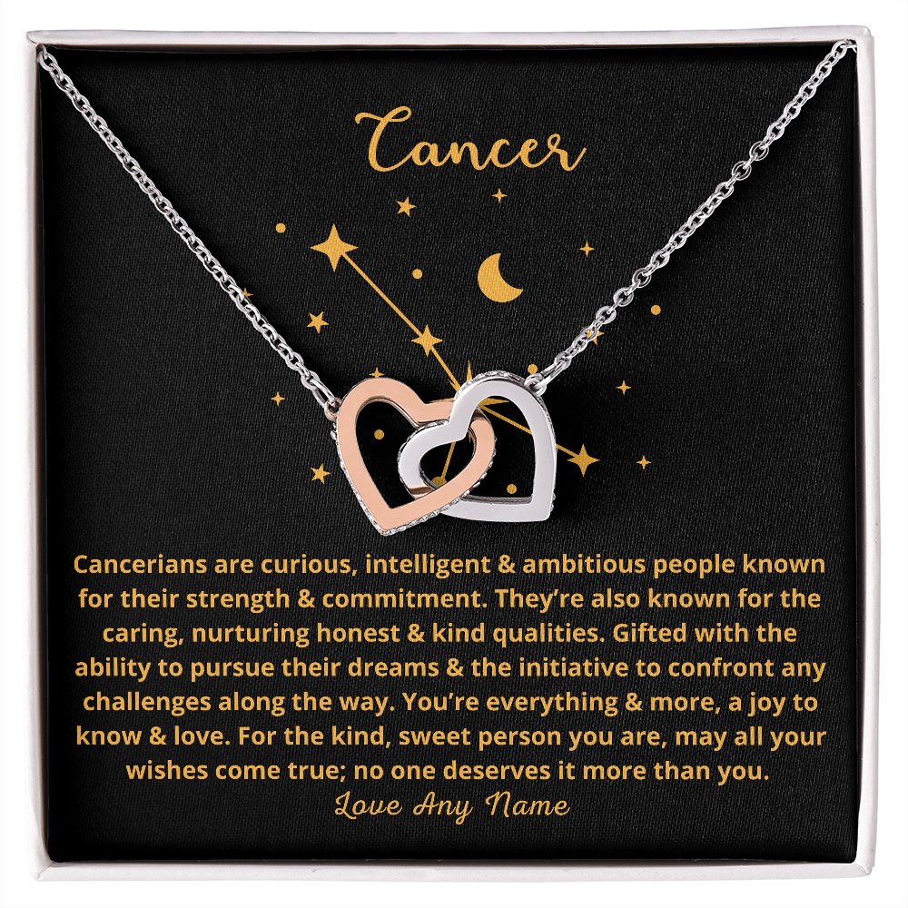Personalized Cancer Zodiac Sign heart necklace