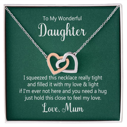 Daughter Mother interlocking heart necklace