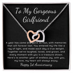 Interlocking Hearts One Year anniversary Poem necklace