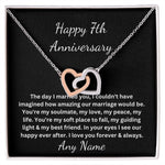 Personalized 7th year happy anniversary heart necklace