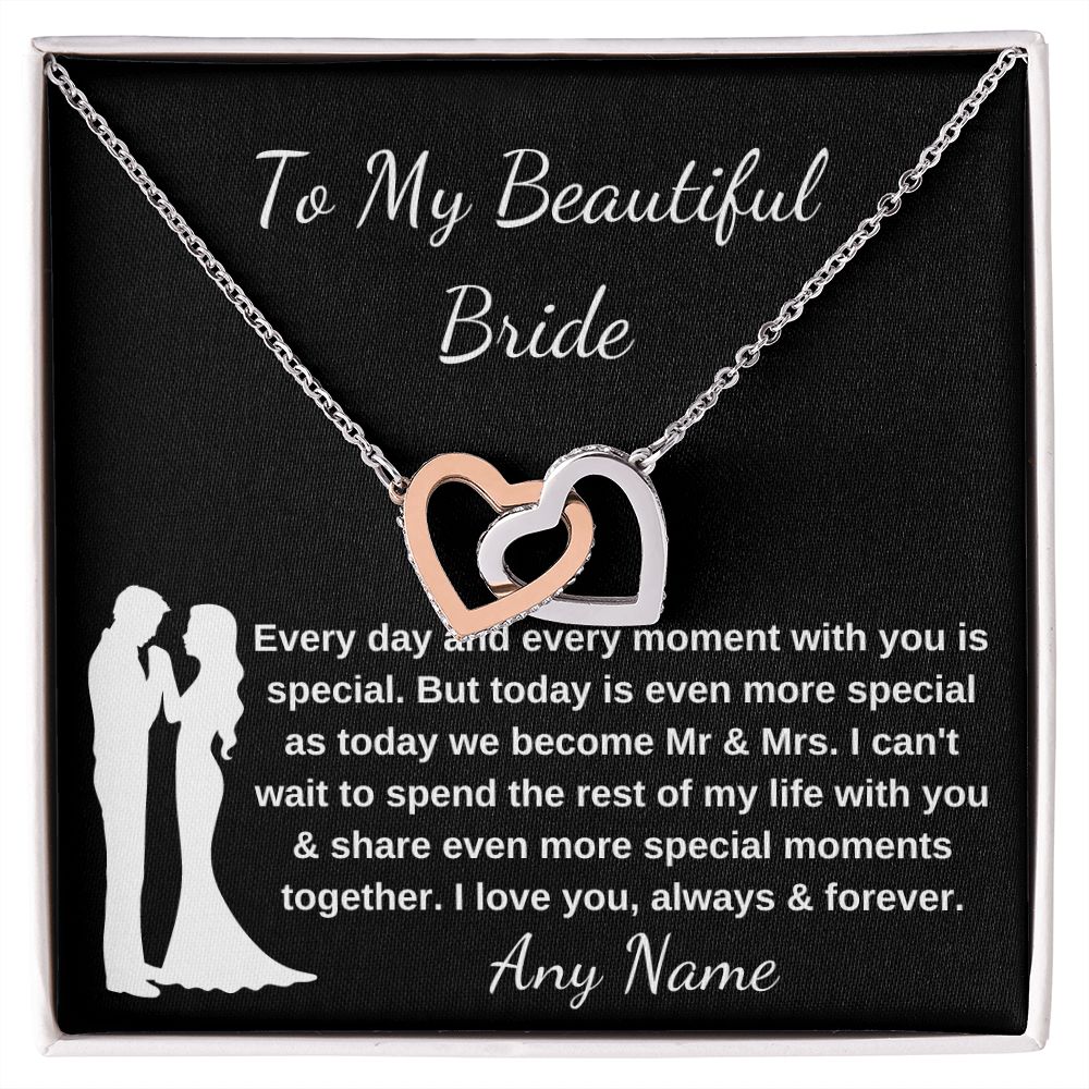 Personalized Groom to Bride Gift Wedding Day heart necklace