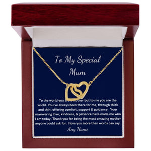 Personalised interlocking heart necklace for mum birthday gift