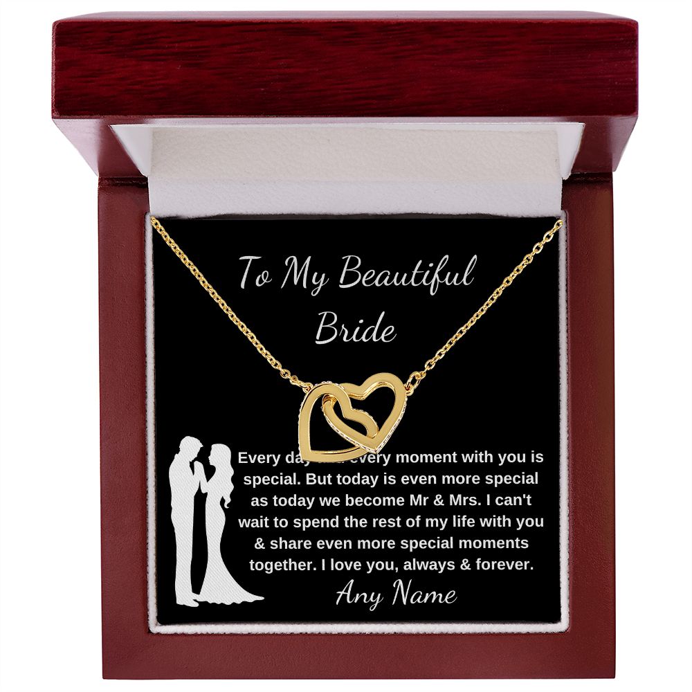 Personalized Groom to Bride Gift Wedding Day heart necklace