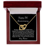 Personalized 7th year happy anniversary heart necklace