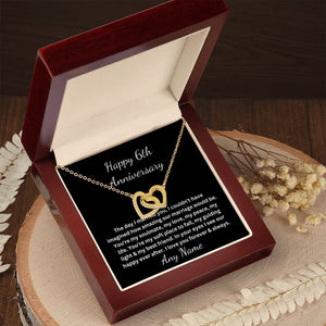 Personalized 6th year wedding heart necklace